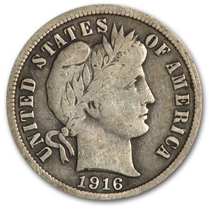 1916 Barber Dime Fine 1916 Barber Dime Fine